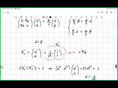 Eigenvalues and eigenvectors of Sx (spin-1/2 particle)