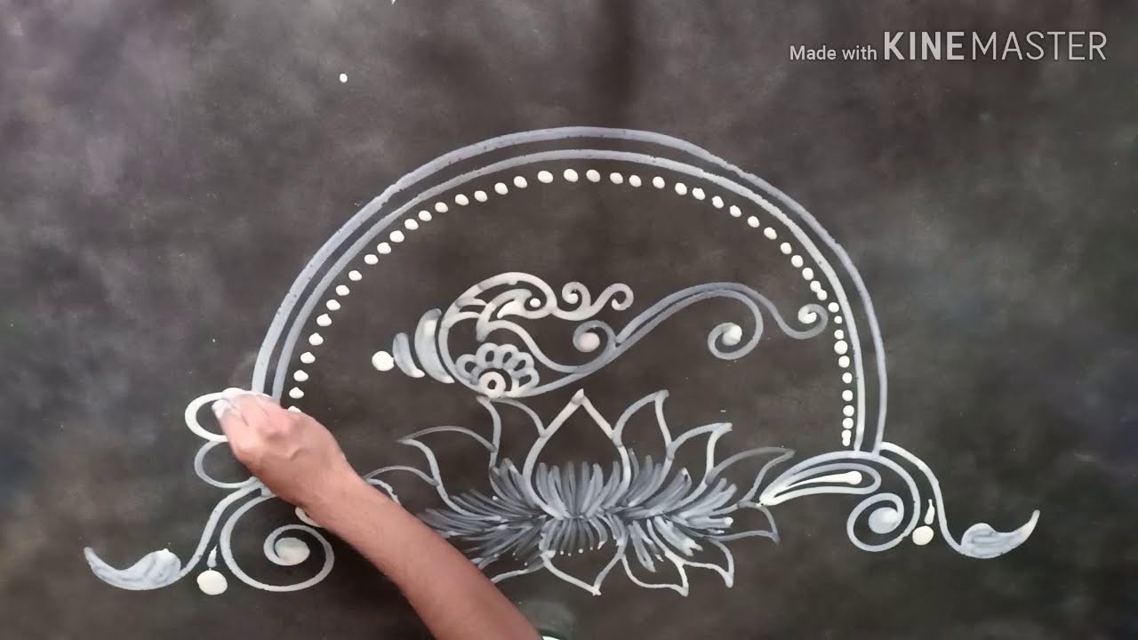 lotus an sankh alpana rangoli design by mukesh arts