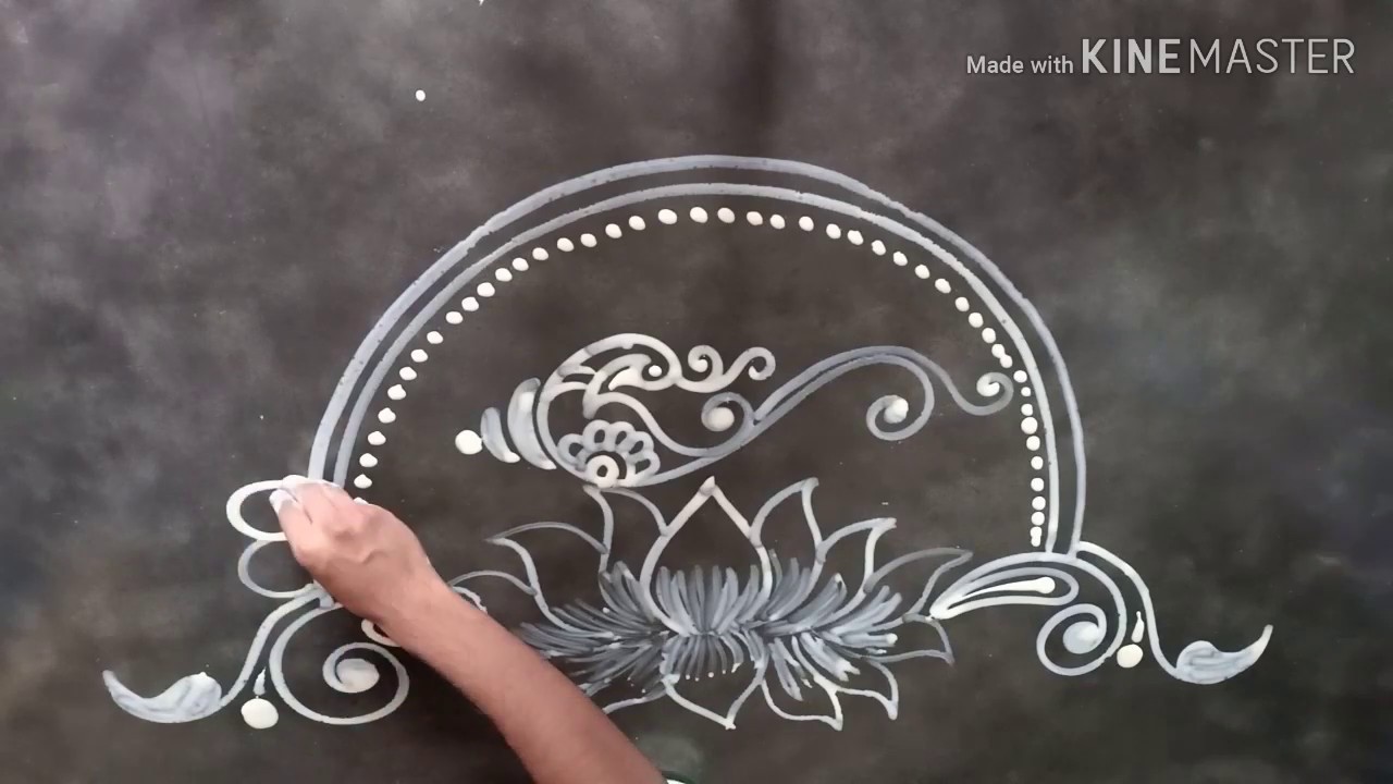 Lotus an sankh alpana rangoli design by mukesh arts