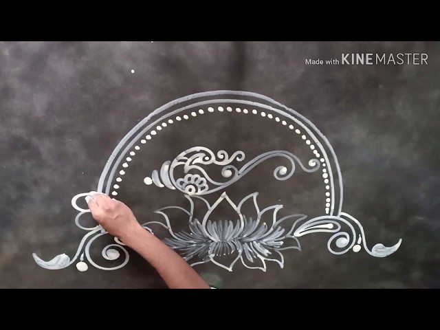 Lotus an sankh alpana rangoli design by mukesh arts