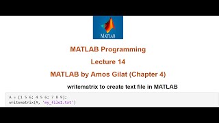 Creating Text File using writematrix Command||Lec 14|| With English Subtitles