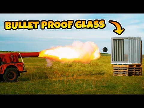 Bowling Ball Cannon Vs. Bulletproof Glass Windows at 82,000fps