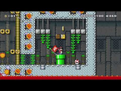 Lava Bubble Castle! For Dannyh09 by Pyro YT - Super Mario Maker - No Commentary 1bm