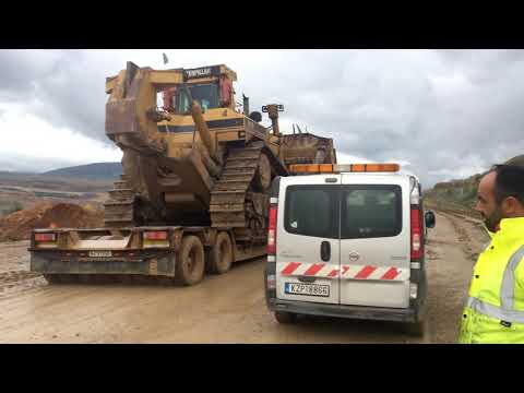 Transporting  Caterpillar D11R, Cat 385C, Komatsu PC800, Liebherr 964 - Fasoulas Heavy Transports