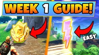 Fortnite WEEK 1 CHALLENGES GUIDE! – LIGHTNING BOLTS LOCATIONS, Treasure MAP (Battle Royale Season 5)