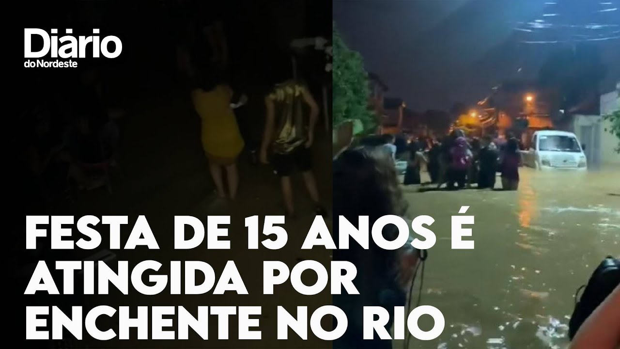 Imagem da notícia Festa de 15 anos é atingida por enchente em Nova Iguaçu, no Rio de Janeiro