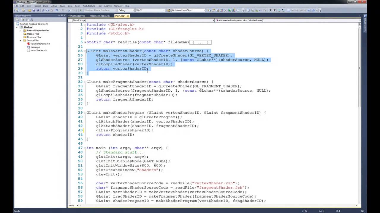 Tutorial 4 - Introduction to Shaders in OpenGL (code)