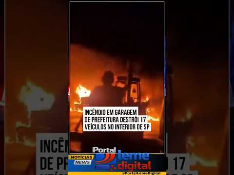 A garagem municipal da Prefeitura de Trabiju, no interior de São Paulo, foi atingida por um incêndio