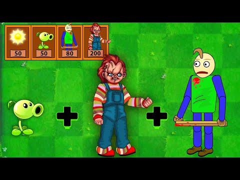Chucky + Baldi's Basic + Peashooter  - Plants vs Zombies Fusion Animation ❤️ Bit Pixel