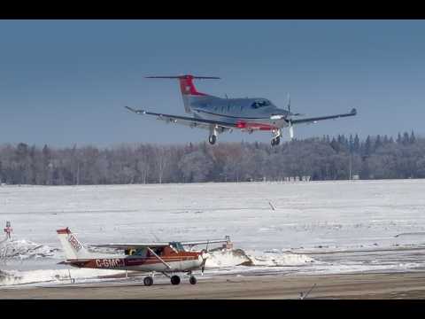 Plane Spotting at St. Andrews Airport. PC-12NG, Caravans and Navajos.
