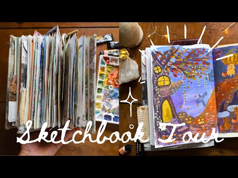 Mixed Media Sketchbook Tour 💫 Cozy & Whimsical Art Journal Flip Through & Sketchbook Tips