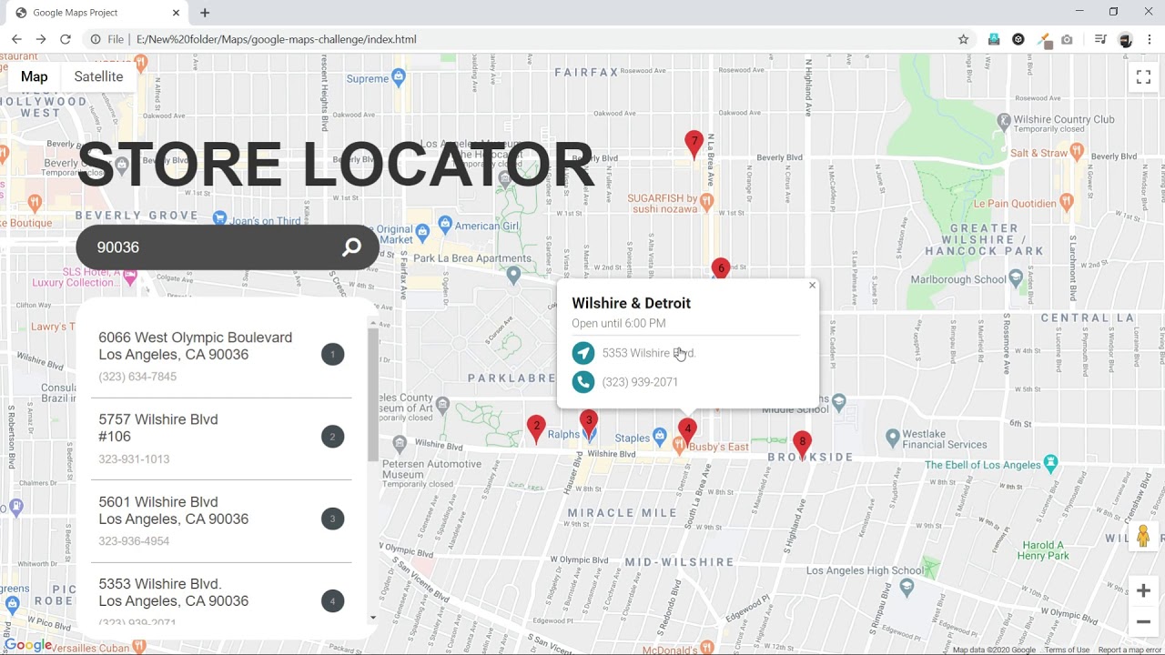 Google Maps Store Locator using JavaScript
