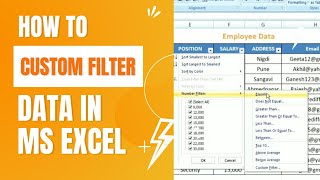 How to Custom Filter Data In MS EXCEL | Text Filter | Number Filter Tutorial 5