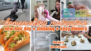 HOMEMAKING MOTIVATION / NEW HAIR DAY + CLEANING + EASY DINNER IDEAS