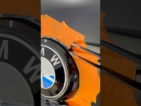 Wrap Chrome Trim Around BMW Logo in Matte Black