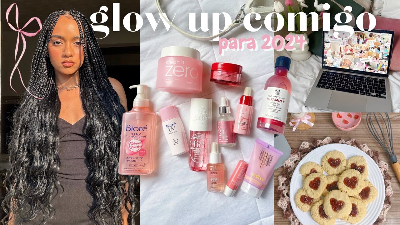 GLOW UP COMIGO PARA 2024 | tranças, organização, hobbies, vision board, banho premium 🎀☁️🤍
