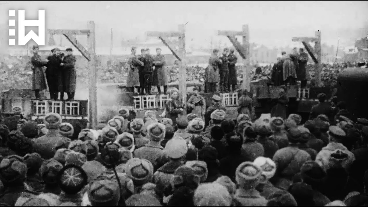 Mass public execution of Nazi soldiers who killed tens of thousands of Kharkov men, women & children