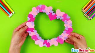 Easy Paper Heart Wreath Idea