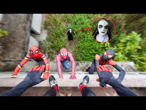 5 Spider-Man Bros Face Evil Nun & Serbian Dancing Lady in Abandoned Monastery ( Action POV )