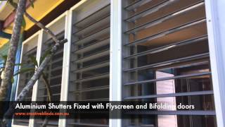 Aluminium Shutters Byron Bay with Flyscreens & Bi-folding Doors
