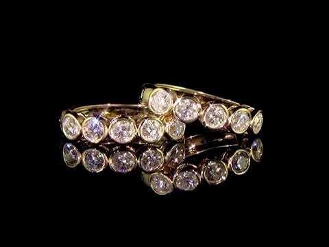 14k Yellow Gold 3.26ct (TDW) Diamond Hoop Earrings