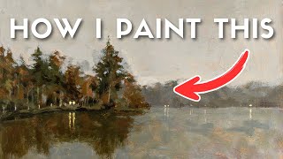 How I make acrylics look like oils | Acrylic cozy landscape painting process