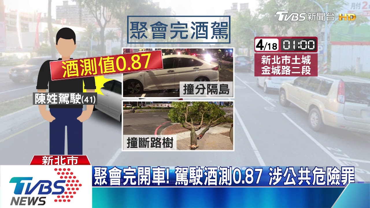 砰!酒駕高速衝撞分隔島 連路樹也倒了