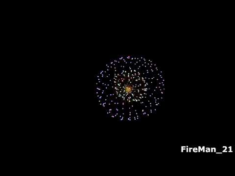 YF5011 Blue to Red Strobing Peony with Green Strobing Pistil 5" Shell (Triplex) 2013