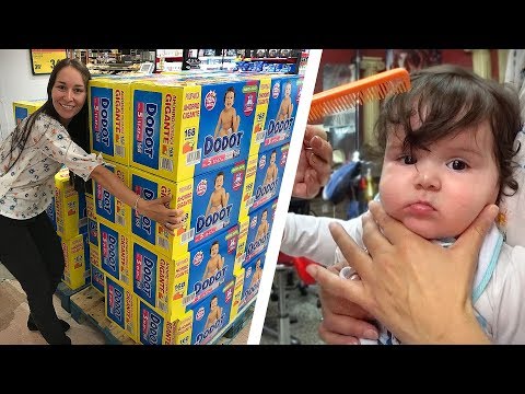 1º CORTE DE CABELO DA BEBÊ LAURA E FRALDAS NO SUPERMERCADO CARREFOUR!! Daily Vlog em Família