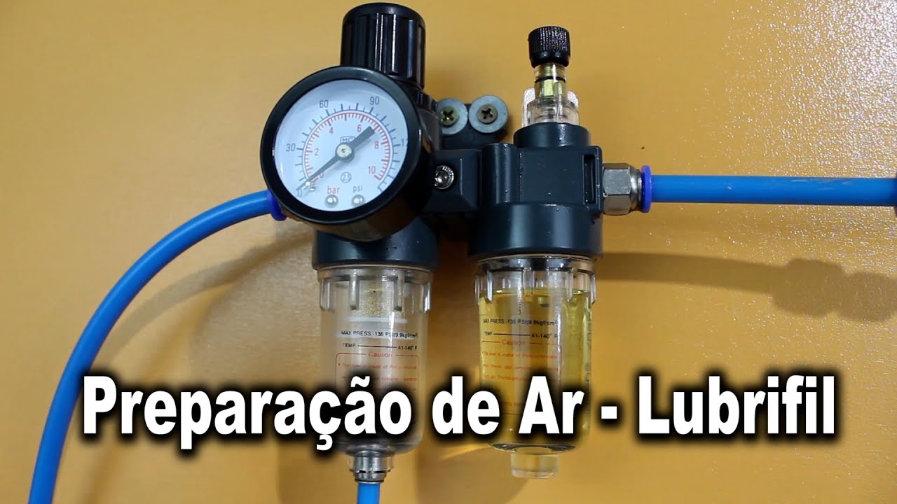 Preparação de Ar - Lubrifil - Filtro, regulador e lubrificador.