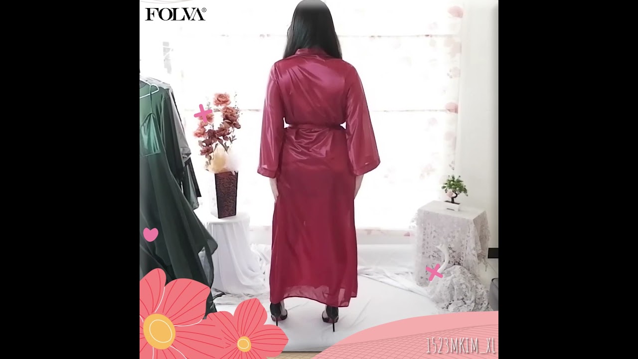 FOLVA baju tidur kimono panjang satin 1523MKIM_XL maroon big size
