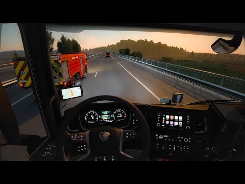 POV truck Driving Scania S450 Foggy Morning Drive - ETS2 1.47