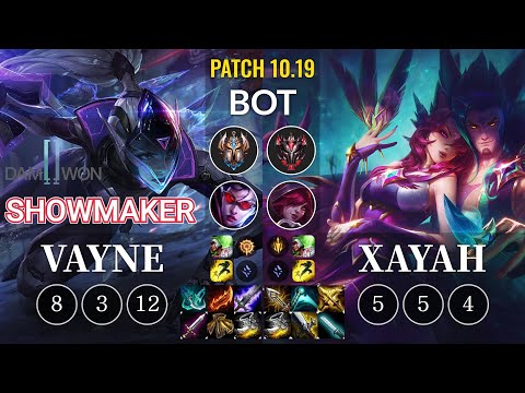 DWG ShowMaker Vayne vs Xayah Bot - KR Patch 10.19