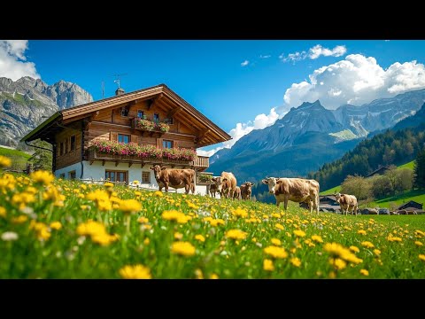Spring In Switzerland🇨🇭Swiss Countryside Walking Tour With Dandelions Beauty🌼