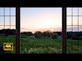 4K Countryside Evening Ambience Window view with Nature Sounds -  Relaxing, Calming, Sunset