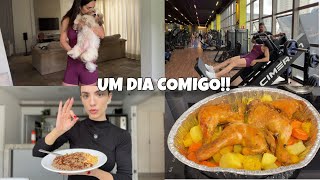 Um dia comigo | Treino de perna REAL (sem cortes) + alimentação flexível 