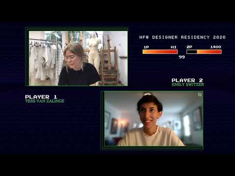 Tess Van Zalinge during HFW Designer Residency in discussion with Emily Switzer