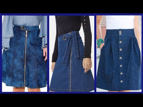outstanding and fabulous casual wear Denim A-line skirts dresses collection for college girls