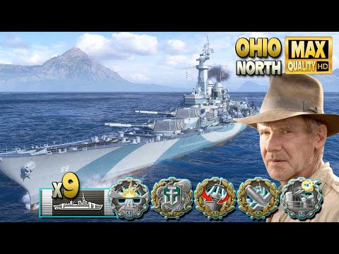 Battleship Ohio: MVP on map North - World of Warships