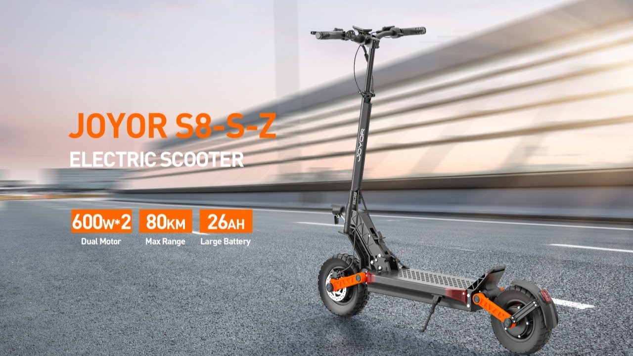 JOYOR S8-S-Z Foldable Dual Motor Electric Scooter - 600W*2 Motor 48V26AH 10 Inch - Black