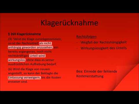 ZPO I - Klagerücknahme