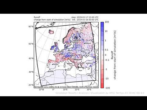 TerrSysMP monitoring run 2019-03-16 - runoff - Europe (72h)