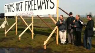 "Farms not Freeways" Billboard - Harold Steves Speaking Out Against SFPR