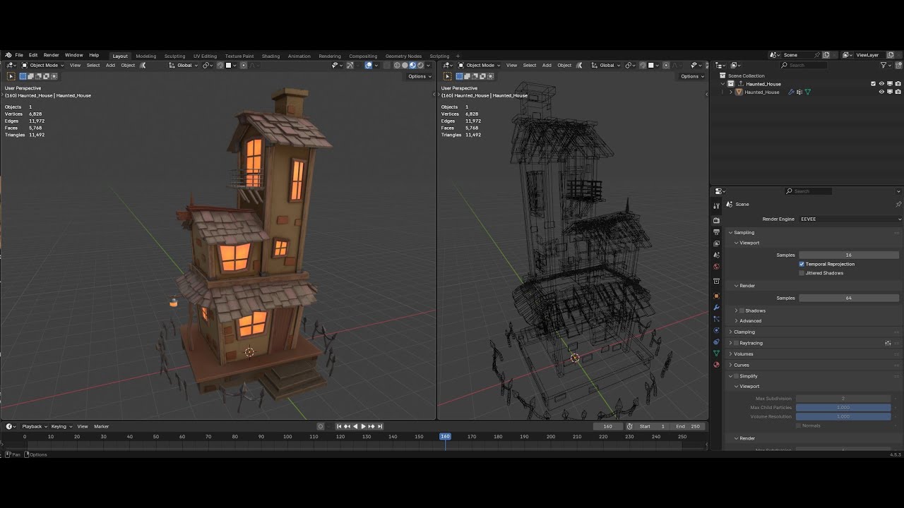 Stylized Cartoon hounted House 3D Model