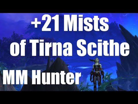 +21 Mists of Tirna Scithe | Kyrian MM Marksman Hunter | Tyrannical Bursting Volcanic Tormented