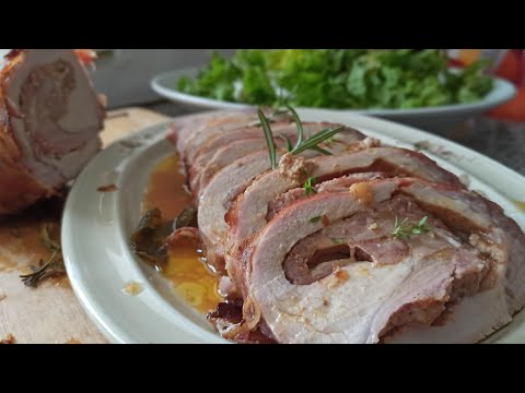 ricetta tradizionale italiana 🧑‍🍳 lonza farcita facilissima , apertura e legatura dell'arrosto.