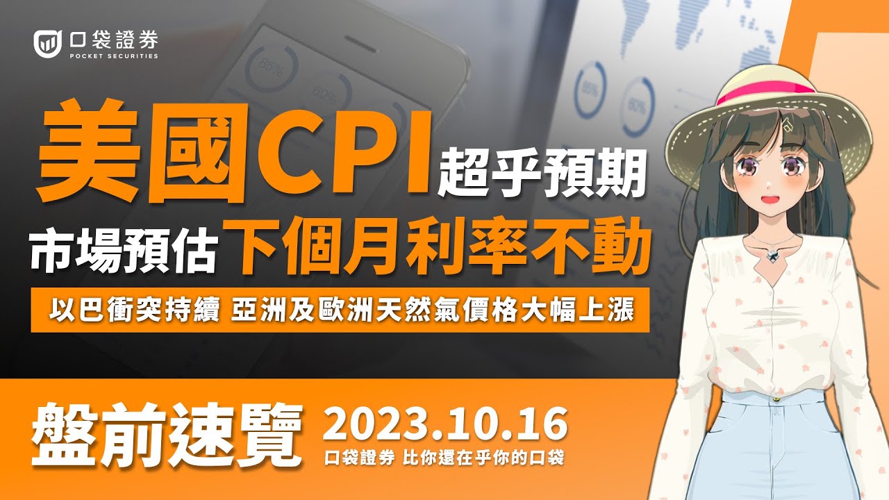 2023.10.16 星期一-美國CPI超乎預期!市場預估下個月利率不動,以巴衝突持續,亞洲及歐洲天然氣價格大幅上漲!
