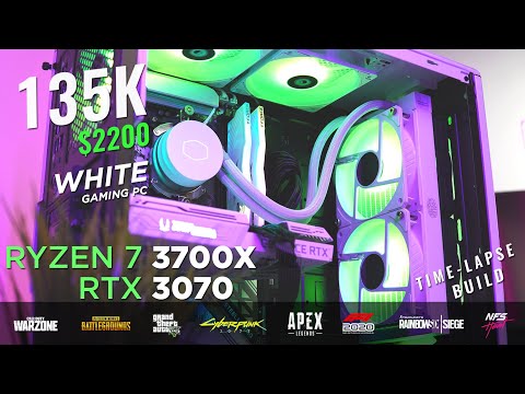 ($2200) 135K Ryzen 7 3700X I RTX 3070 I Asrock B550 Steel Legend I White Gaming PC Time Lapse Build