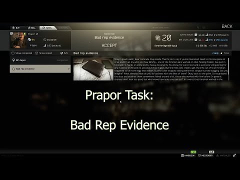 Escape From Tarkov 2018  ~  Prapor Task  ~  Bad Rep Evidence  ~  JJames.Info