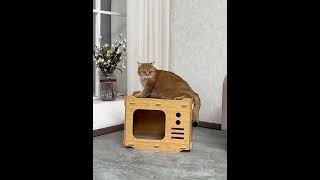 Domček pre mačky a malé psy 2v1 so škrabadlom